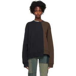 Black   Brown Asymmetrical Sweatshirt 231807F098000