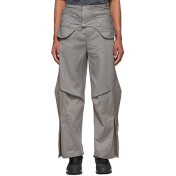 Gray Polyester Trousers 222666M191005