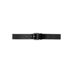 Black Double Buckle Leather Belt 211843M131002