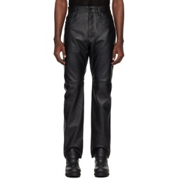 Black Patch Leather Pants 241843M189000