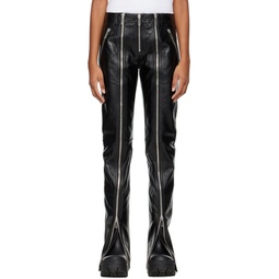 Black Spoil Zip Leather Trousers 222843F084000