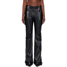 Black Laminated Trousers 232843F087002