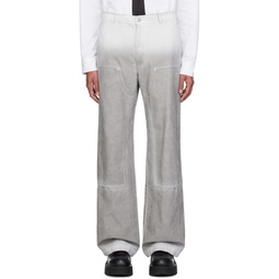 White   Gray Overdyed Carpenter Trousers 241776M186005
