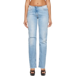 Blue Frayed Jeans 231776F069002