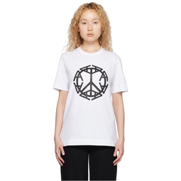 White Peace Sign T Shirt 231776F110013
