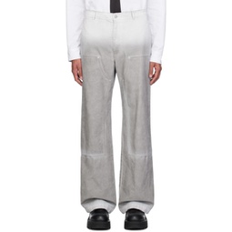 White & Gray Overdyed Carpenter Trousers 241776M186005