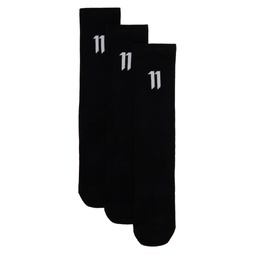 Three Pack Black Calf High Socks 241610M220006