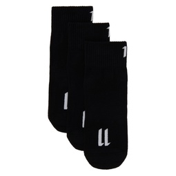 Three Pack Black Ankle High Socks 241610M220008
