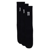 Three Pack Black Logo Socks 232610M220003