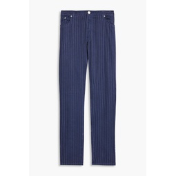 Slim-fit pinstriped linen-blend twill pants
