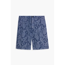 Paisley-print linen shorts