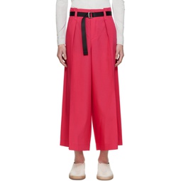 Pink Oblique Fold Bottoms Trousers 241302M191005
