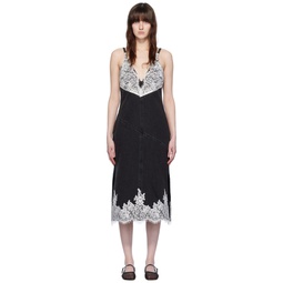 Black   White Paneled Denim Midi Dress 241283F054021