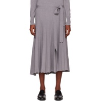 Gray Belted Midi Skirt 231283F092004