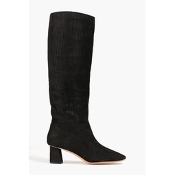 Tess ribbed suede knee boots