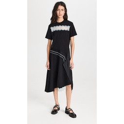 Deconstructed T-Shirt Dress with Satin and Lace