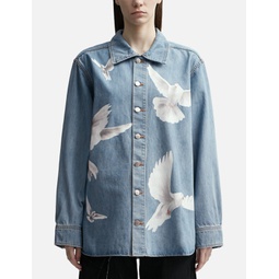 Washed Blue Freedom Birds Overshirt