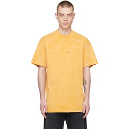 Yellow Distressed T Shirt 231010M213006