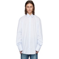 White & Blue Pinstripe Shirt 241010M192003