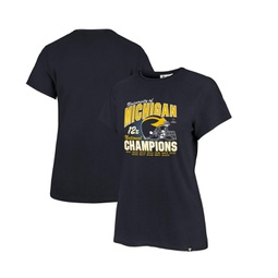 Womens Navy Distressed Michigan Wolverines 12-Time Football National Champions Frankie T-shirt