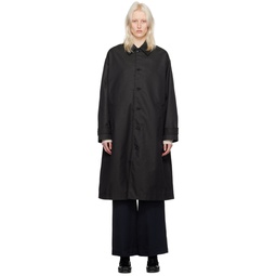 Black Button Trench Coat 241446F059000