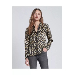Silk Button-Up Shirt In Leopard