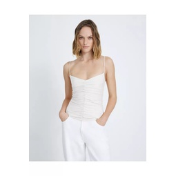 Ruched Cami In White