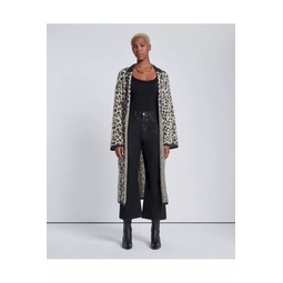 Jacquard Long Sweater Cardigan In Leopard