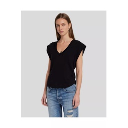 Ruched Sleeveless Tee In Black