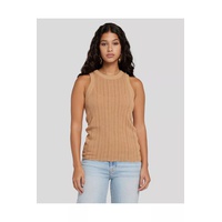 Racer Back Knit Tank In Toffee