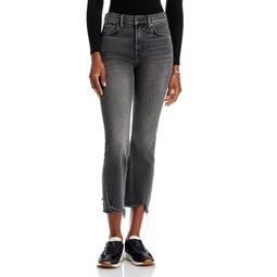 High Waist Slim Kick Cropped Jeans in Courage