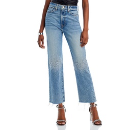 Logan Stovepipe High Rise Crystal Embellished Jeans in Ode To
