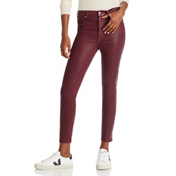 High Rise Ankle Skinny Jeans in Coated Ruby