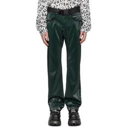 Green ATT1 TUDE Always Glossy Faux Leather Trousers 231689M191010