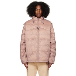 Pink Plume Puffer Down Jacket 231285M178001