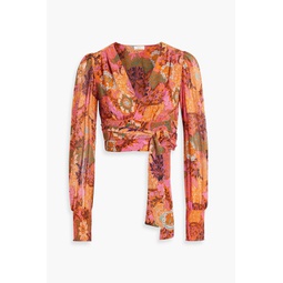 Samara cropped floral-print silk-georgette wrap blouse