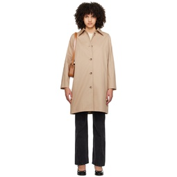 Beige Button Trench Coat 241252F067009