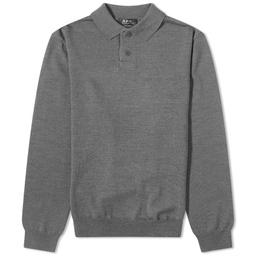 A.P.C. Long Sleeve Jerry Merino Polo Anthracite Heather