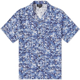 A.P.C. Lloyd Floral Camo Short Sleeve Shirt Blue