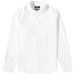 A.P.C. Greg Logo Button Down Oxford Shirt White