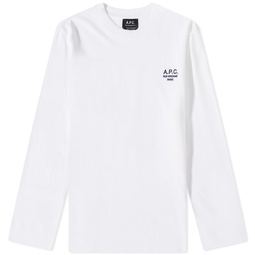 A.P.C. Long Sleeve Olivier Embroidered Logo T-Shirt White