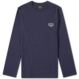A.P.C. Long Sleeve Olivier Embroidered Logo T-Shirt Dark Navy