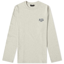 A.P.C. Long Sleeve Olivier Embroidered Logo T-Shirt Heathered Ecru