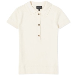 A.P.C. Elora Knitted Polo Top White