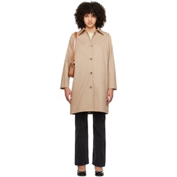 Beige Button Trench Coat 241252F067009