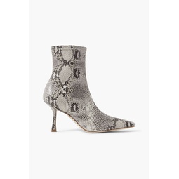 Agnes snake-effect faux suede ankle boots