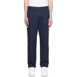 Navy Embroidered Trousers 241547M191005