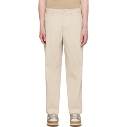 Beige Embroidered Trousers 241547M191004