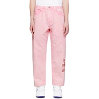 Pink Embroidered Jeans 241547M186006