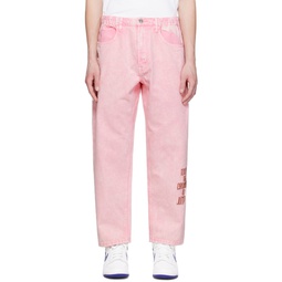 Pink Embroidered Jeans 241547M186006
